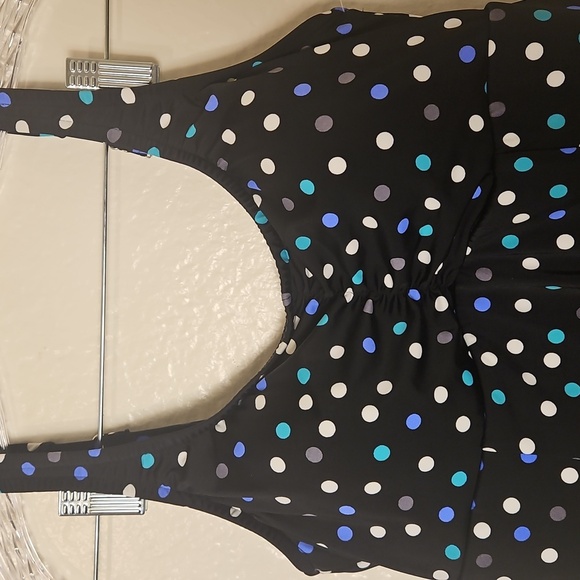 Black Polka Dot Swimdress Tankini Style One-Piece – Size 12 - Picture 4 of 11
